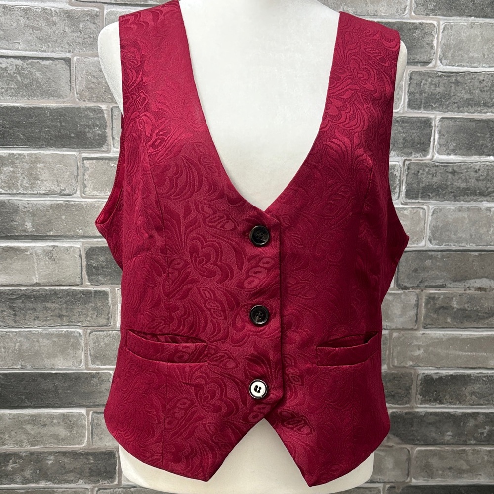 Elegant Red Wine Paisley Vest
